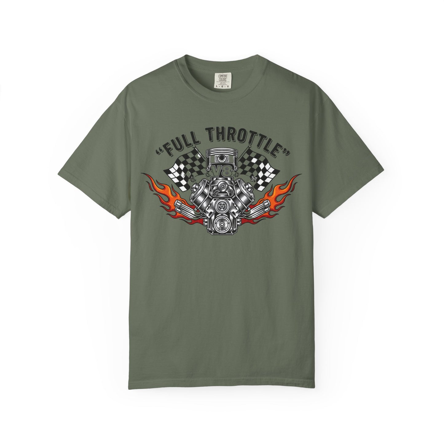 Full Throttle V8 Engine T-shirt | Racing Flags, Flames