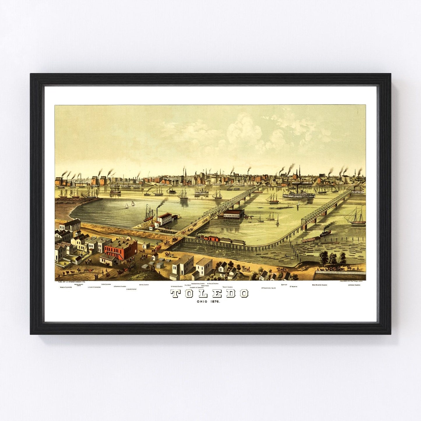 Vintage Map of Toledo, Ohio 1876