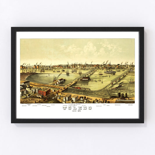Vintage Map of Toledo, Ohio 1876