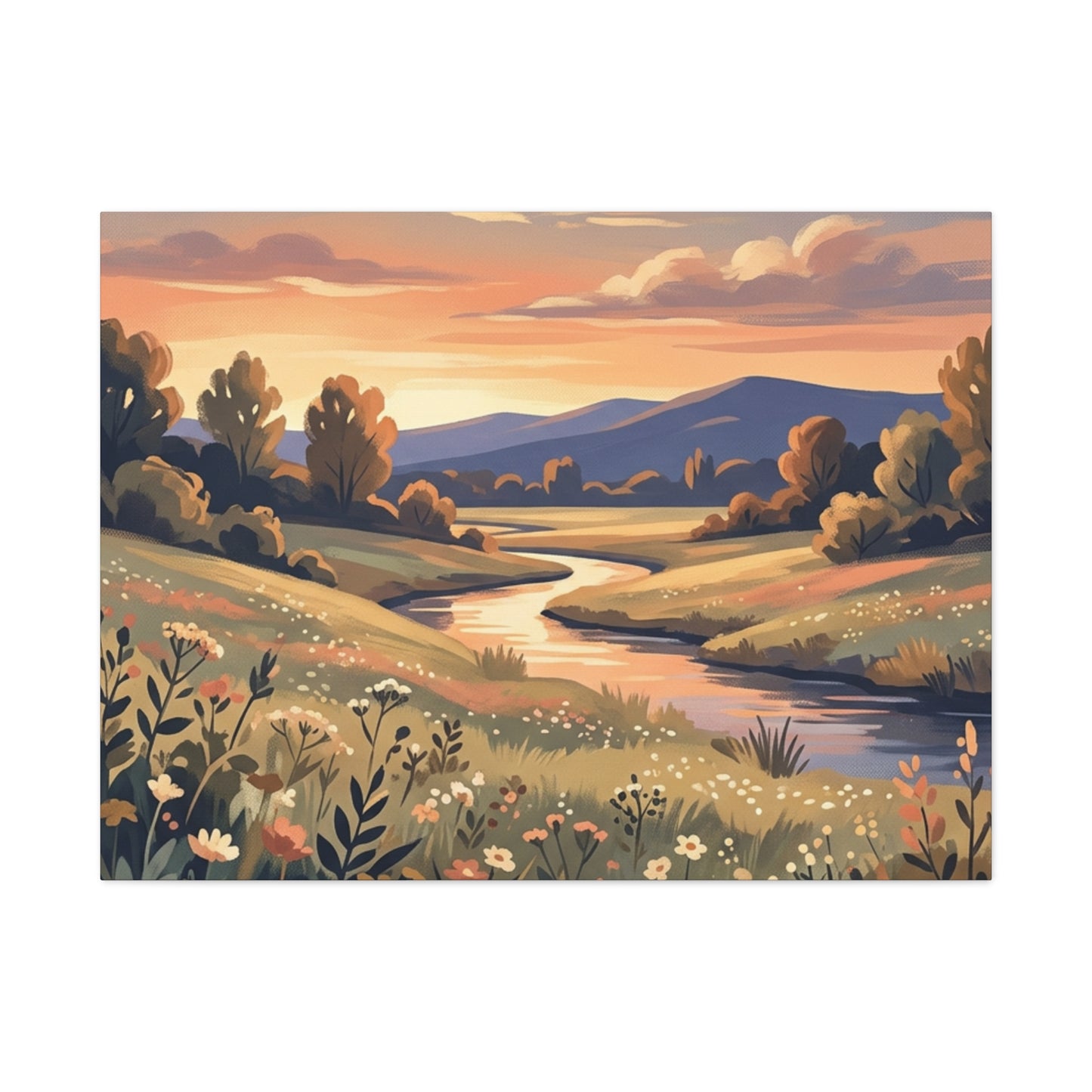 Sunset Meadow Canvas Wall Art
