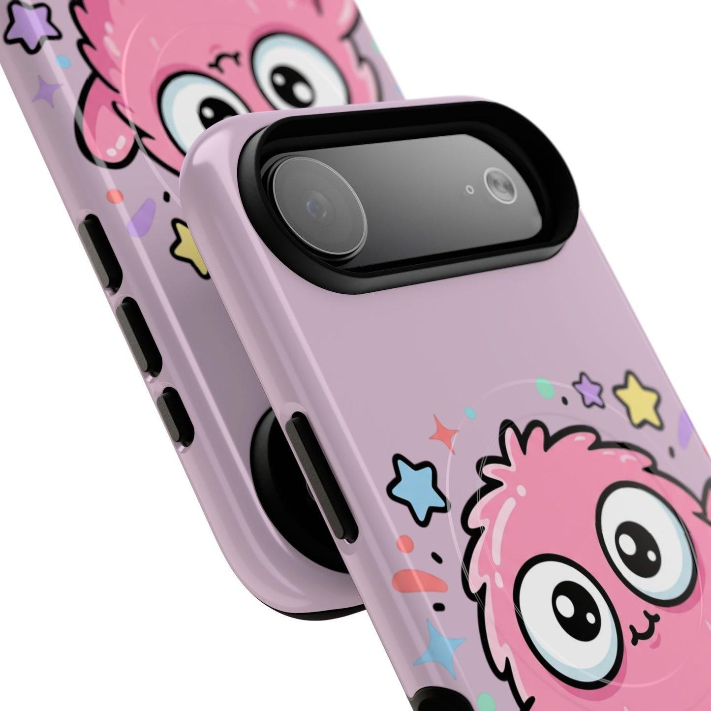 Cute Pink Fuzzy Monster Tough Magnetic Phone Case — Cute Kawaii Protective iPhone Cover