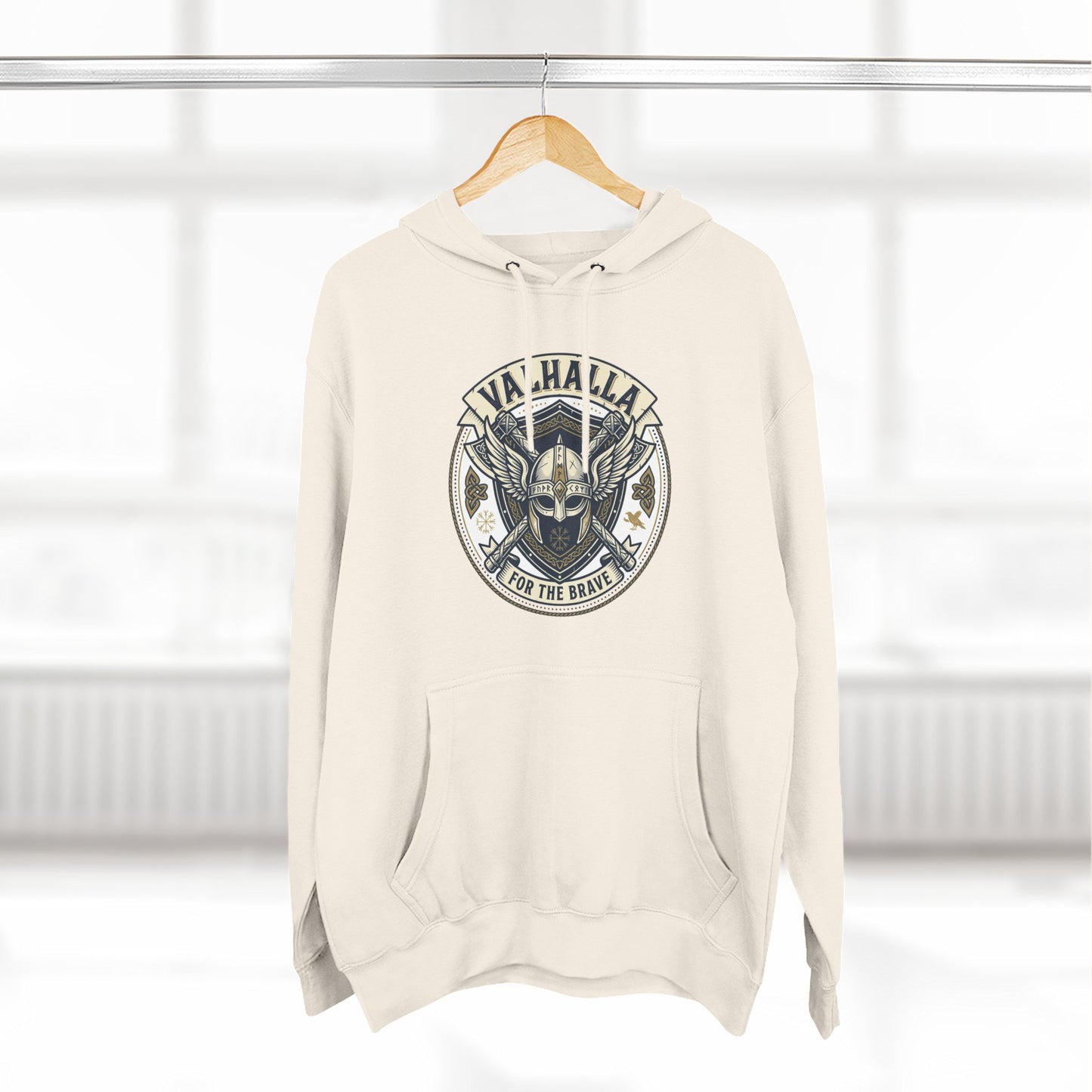 Viking Valhalla Skull Hoodie – "For the Brave" Graphic Fleece Hoodie