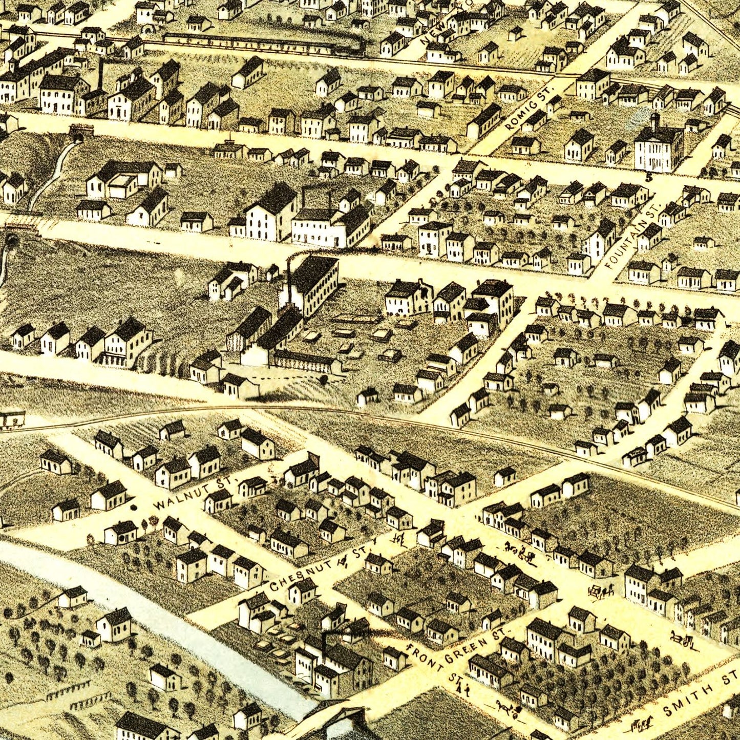 Vintage Map of Lafayette, Indiana 1868