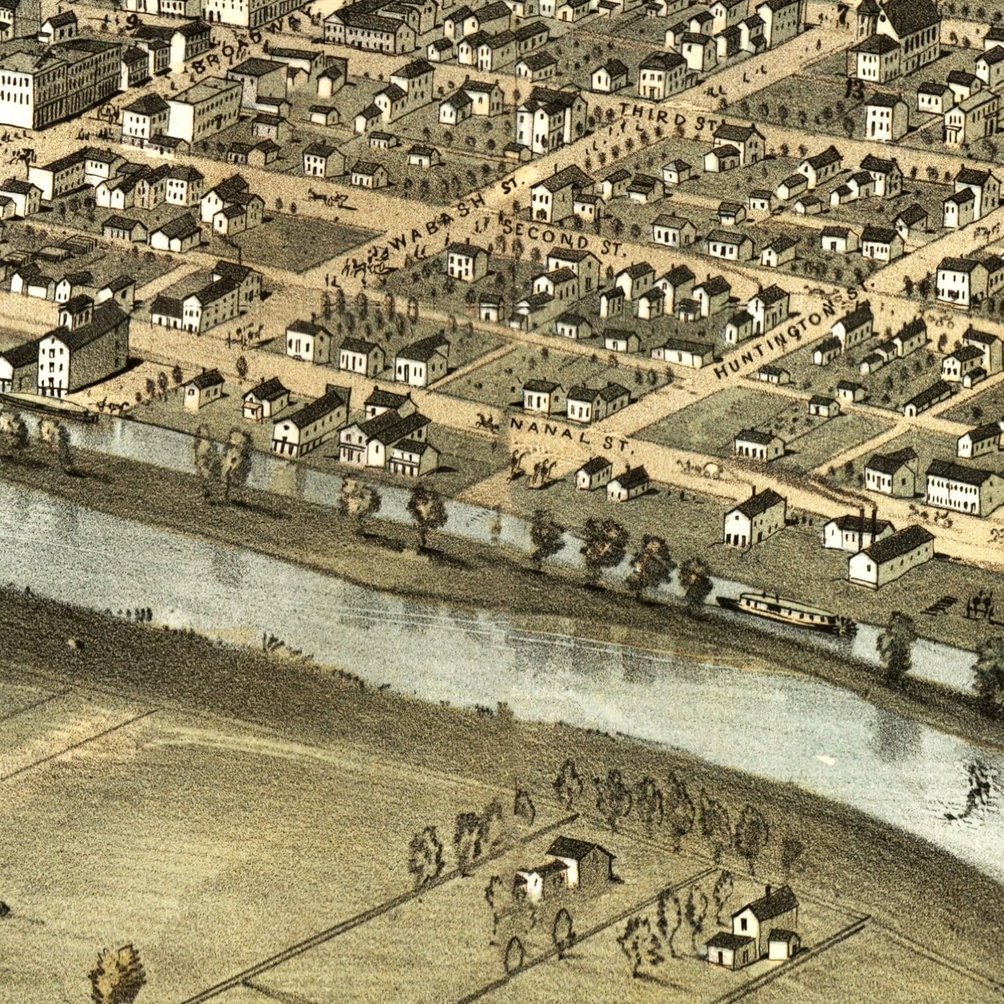 Vintage Map of Peru, Indiana 1868