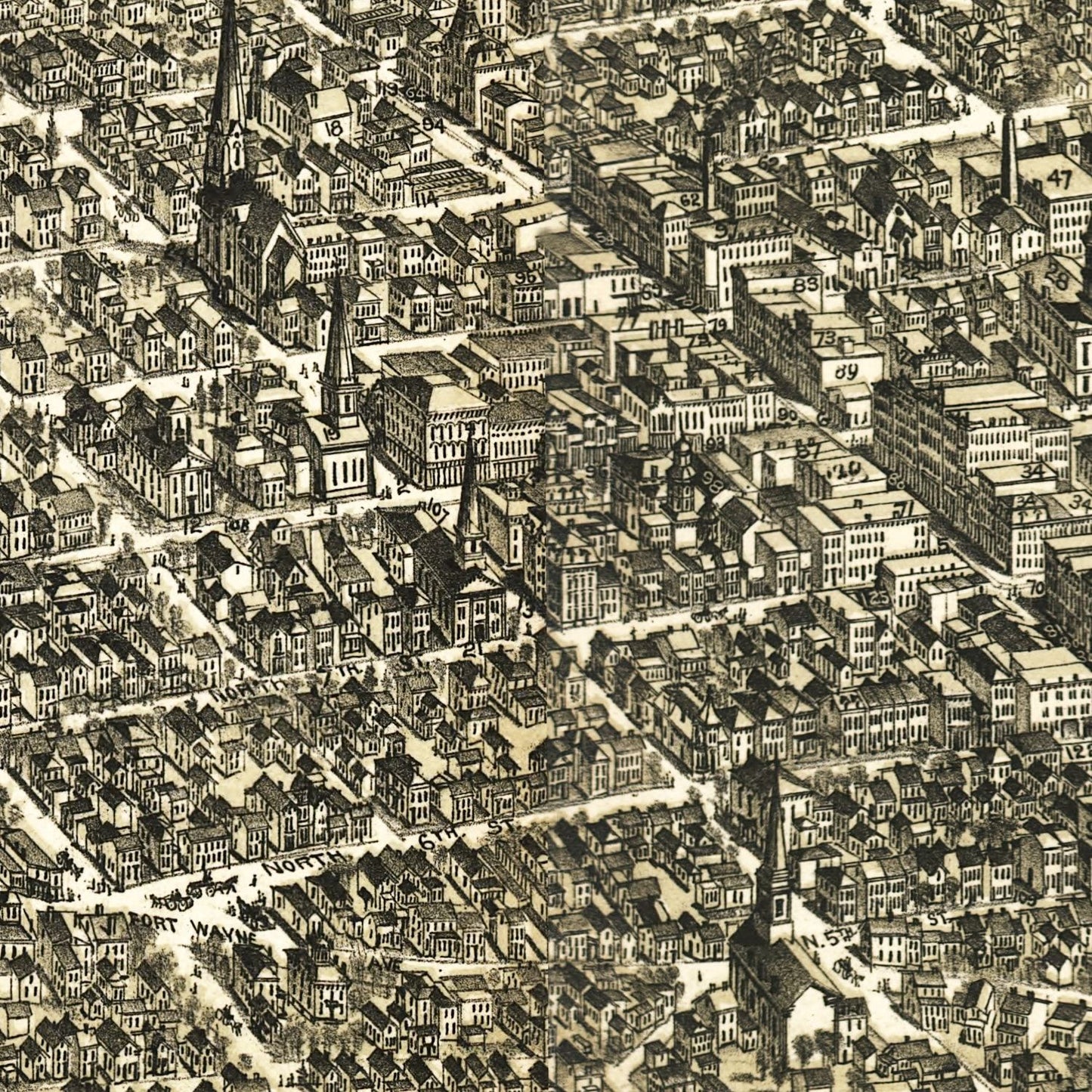 Vintage Map of Richmond, Indiana 1884