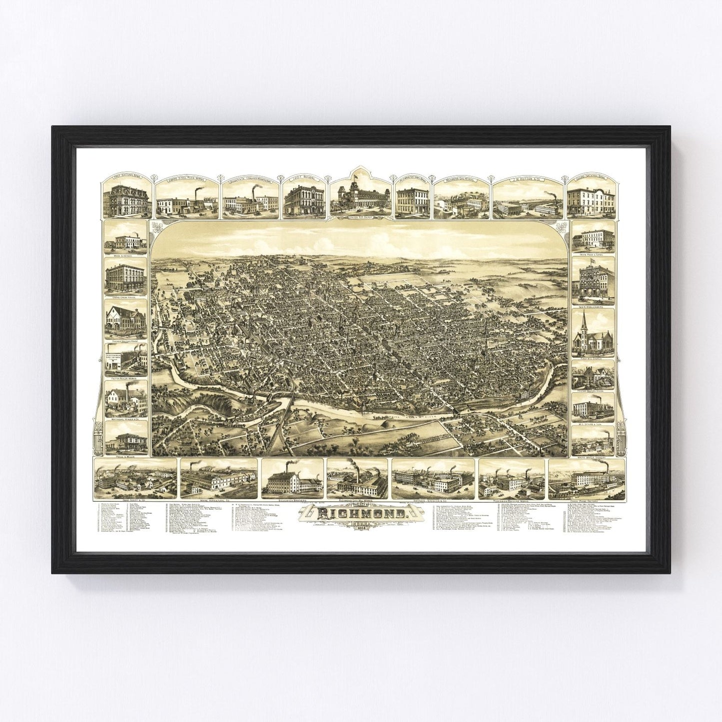 Vintage Map of Richmond, Indiana 1884