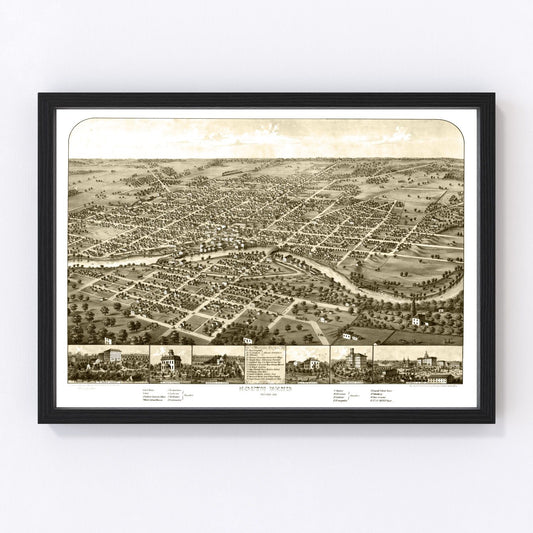Vintage Map of South Bend, Indiana 1866
