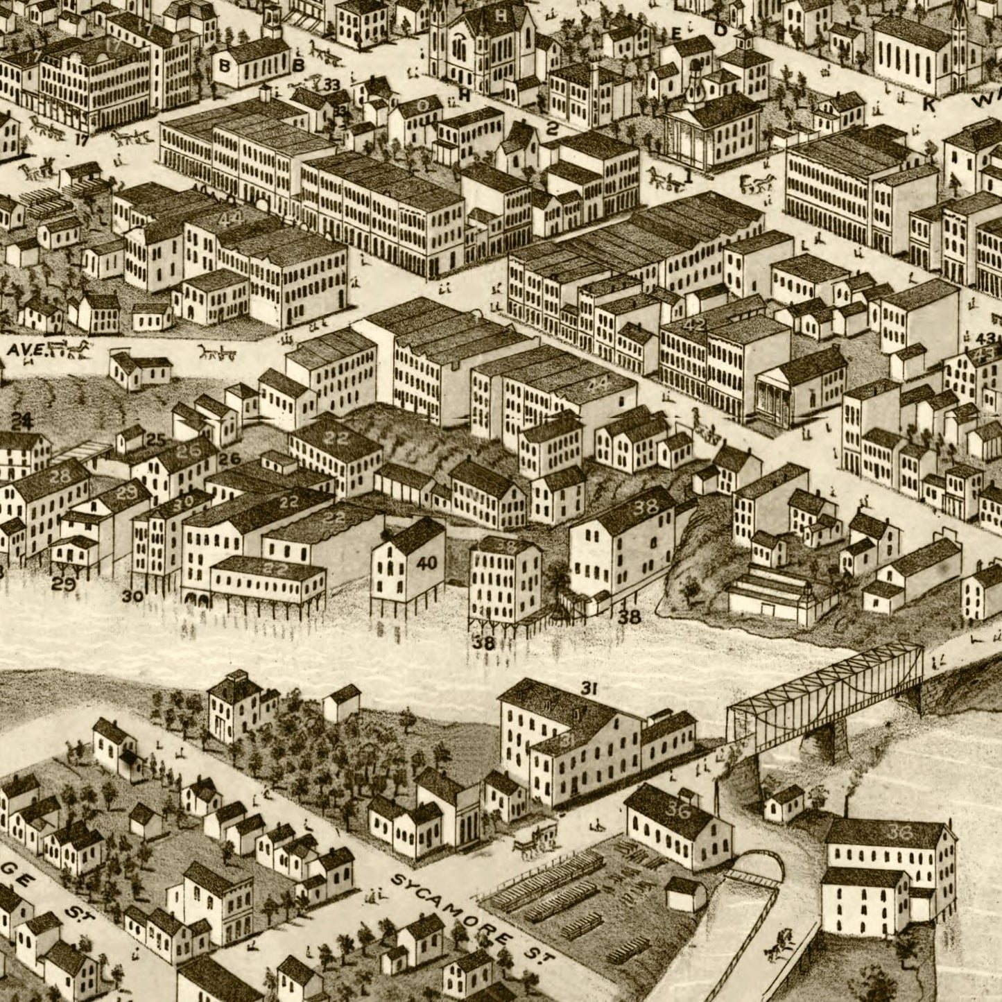 Vintage Map of South Bend, Indiana 1874