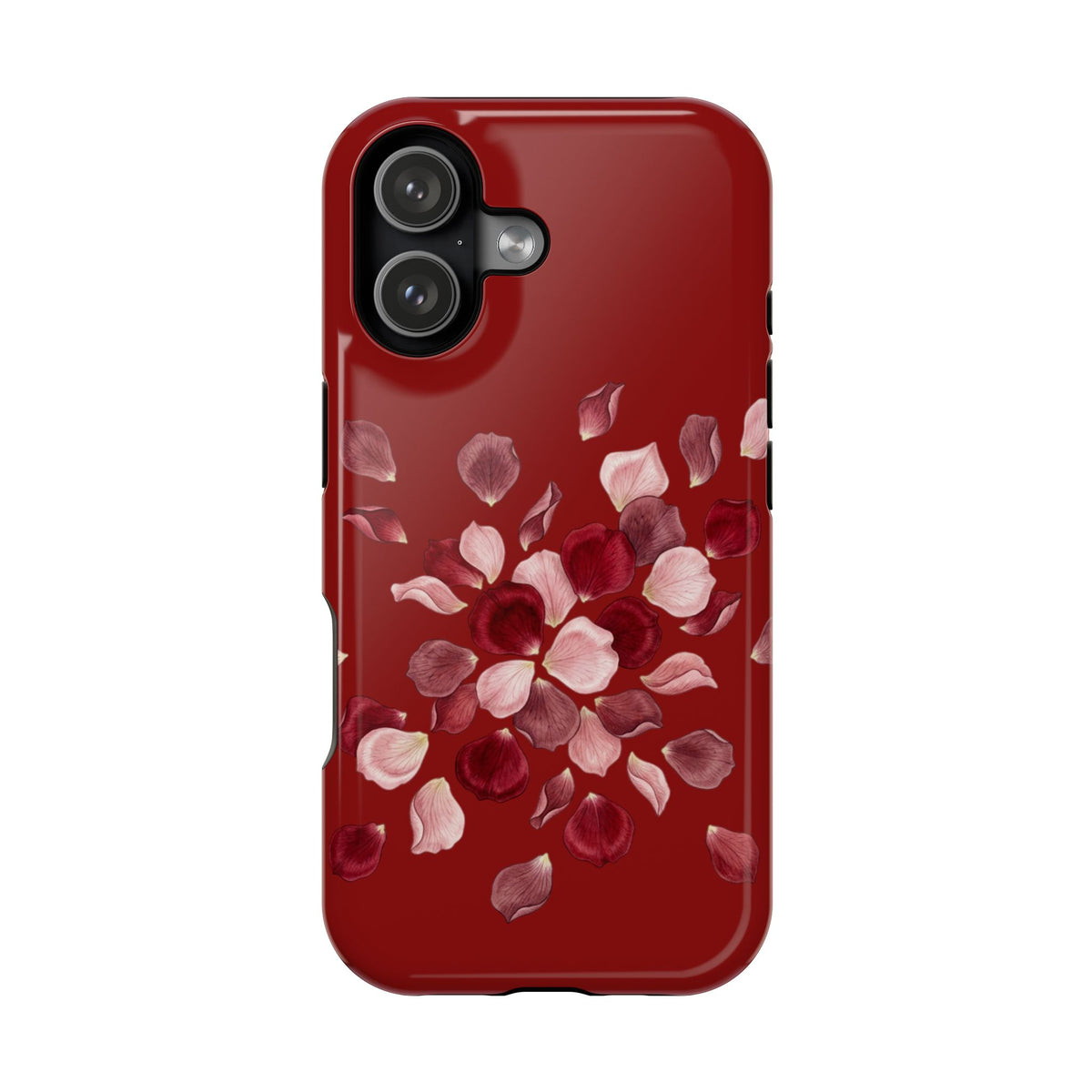 Phone Case — Red Floral Petal Magnetic Impact-Resistant Cover