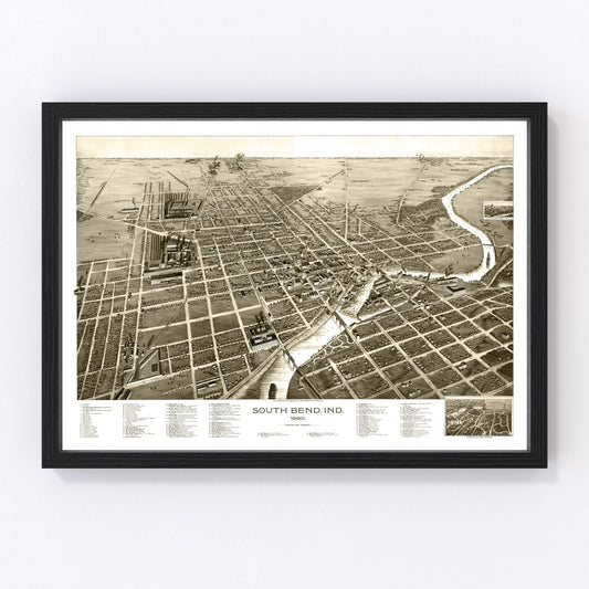 Vintage Map of South Bend, Indiana 1890