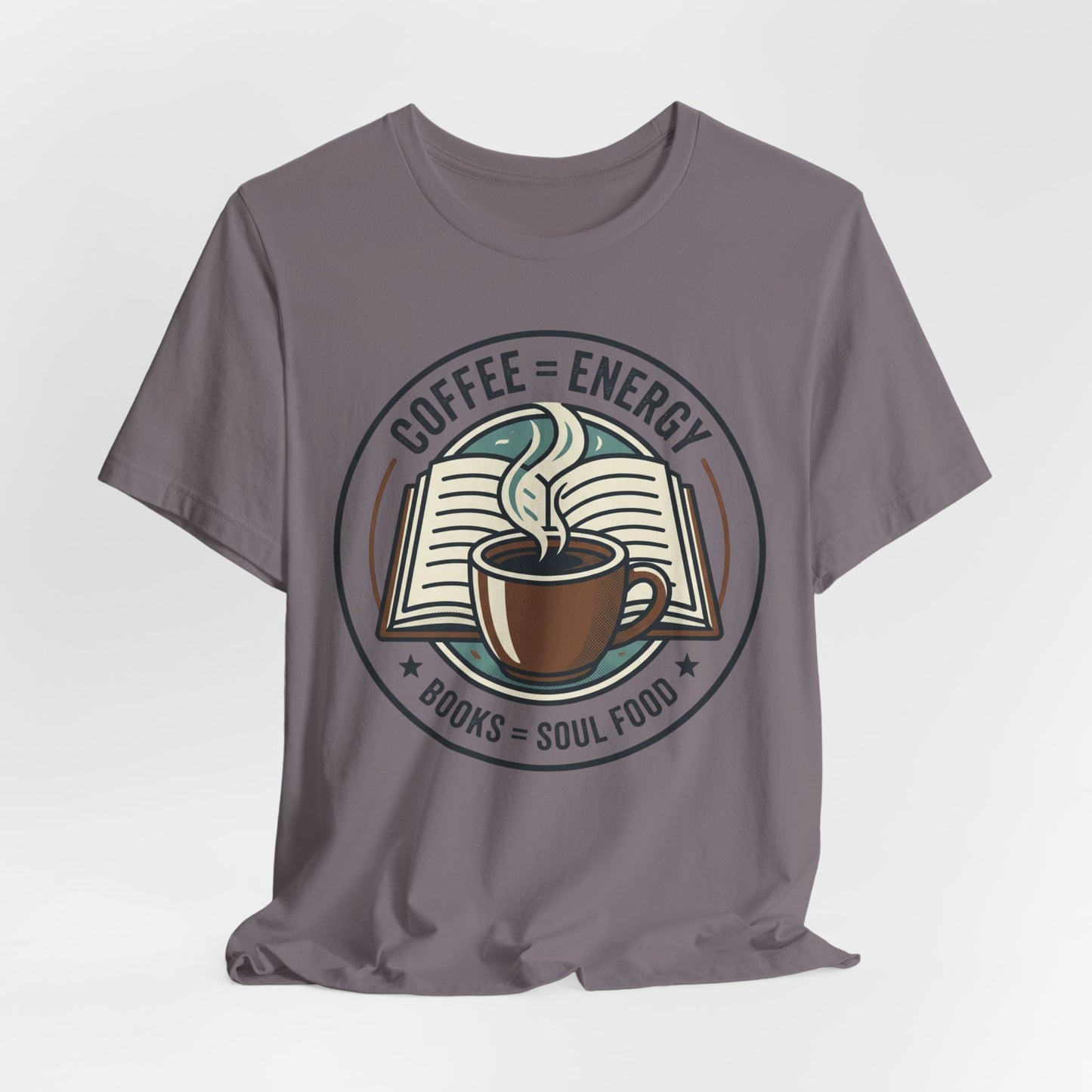 Coffee & Books T‑Shirt — “Coffee = Energy • Books = Soul Food” Literary Café Tee