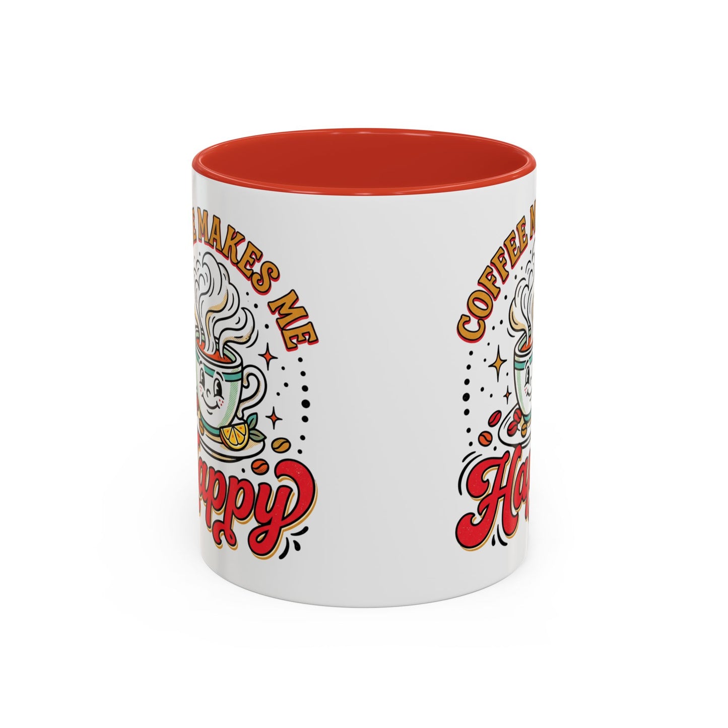 Coffee Mug — "Coffee Makes Me Happy" Cute Retro Accent Mug (11/15oz)