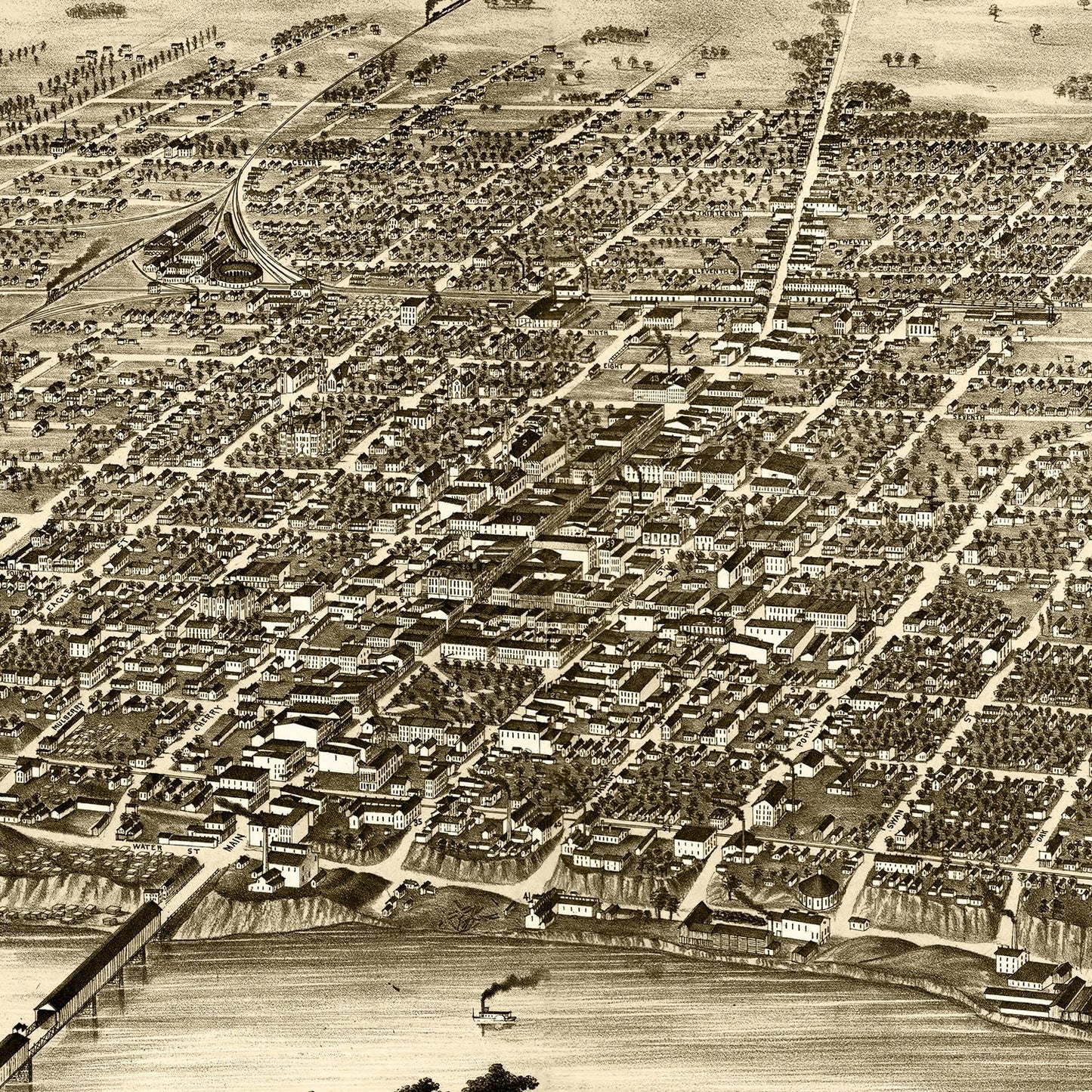 Vintage Map of Terre Haute, Indiana 1880