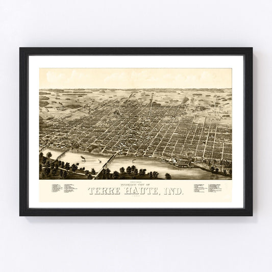 Vintage Map of Terre Haute, Indiana 1880