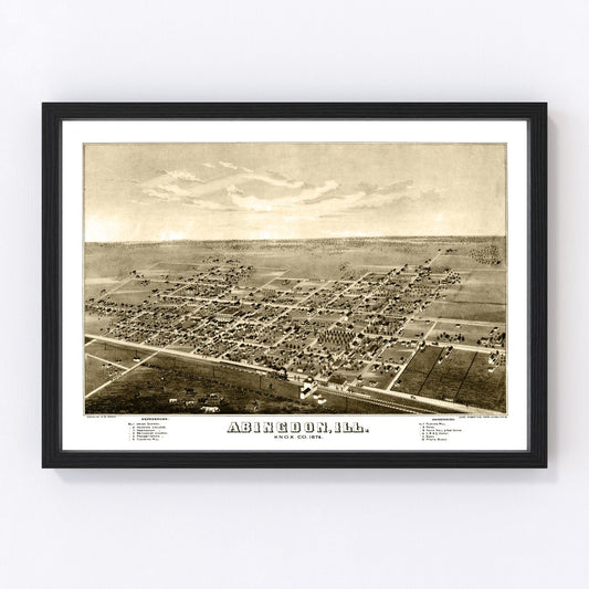 Vintage Map of Abingdon, Illinois 1874