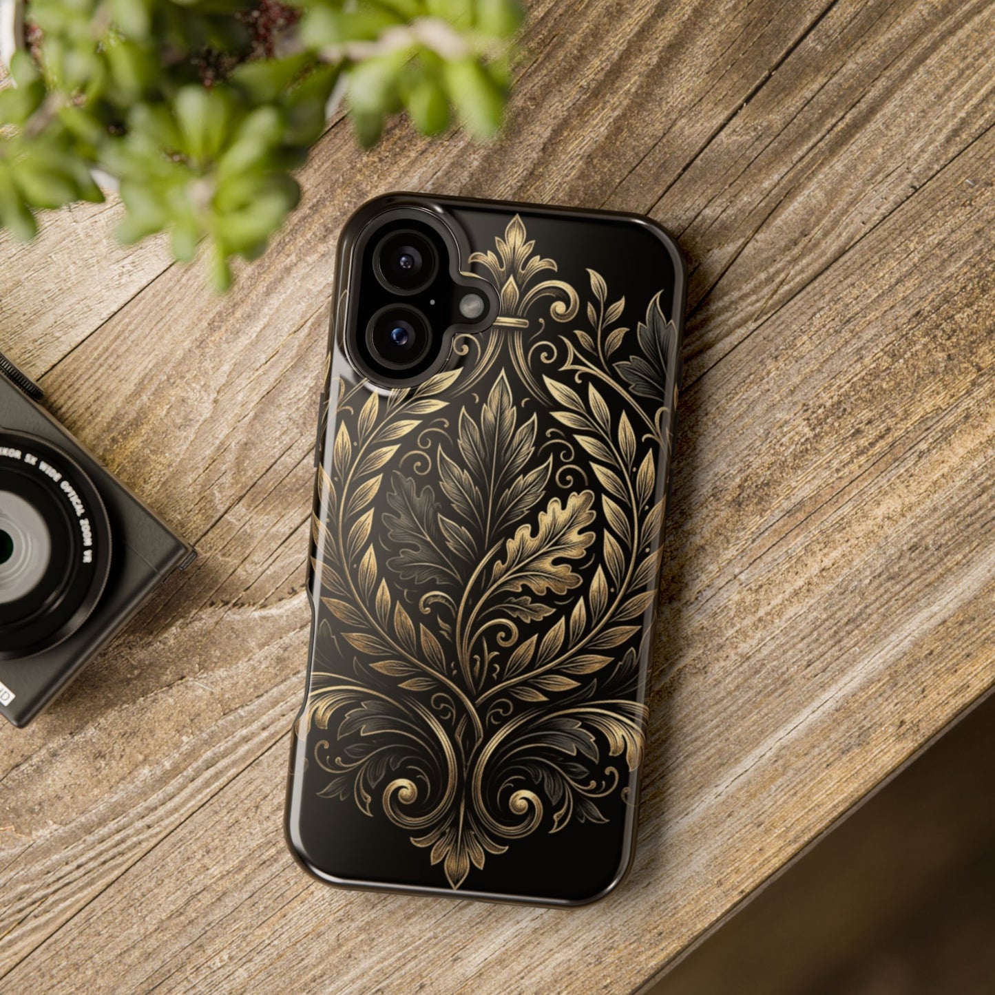 Baroque Gold Leaf Phone Case — Impact-Resistant Protective Cover