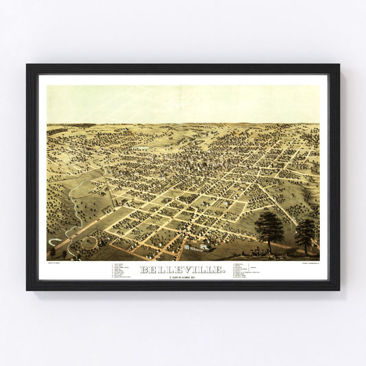 Vintage Map of Belleville, Illinois 1867