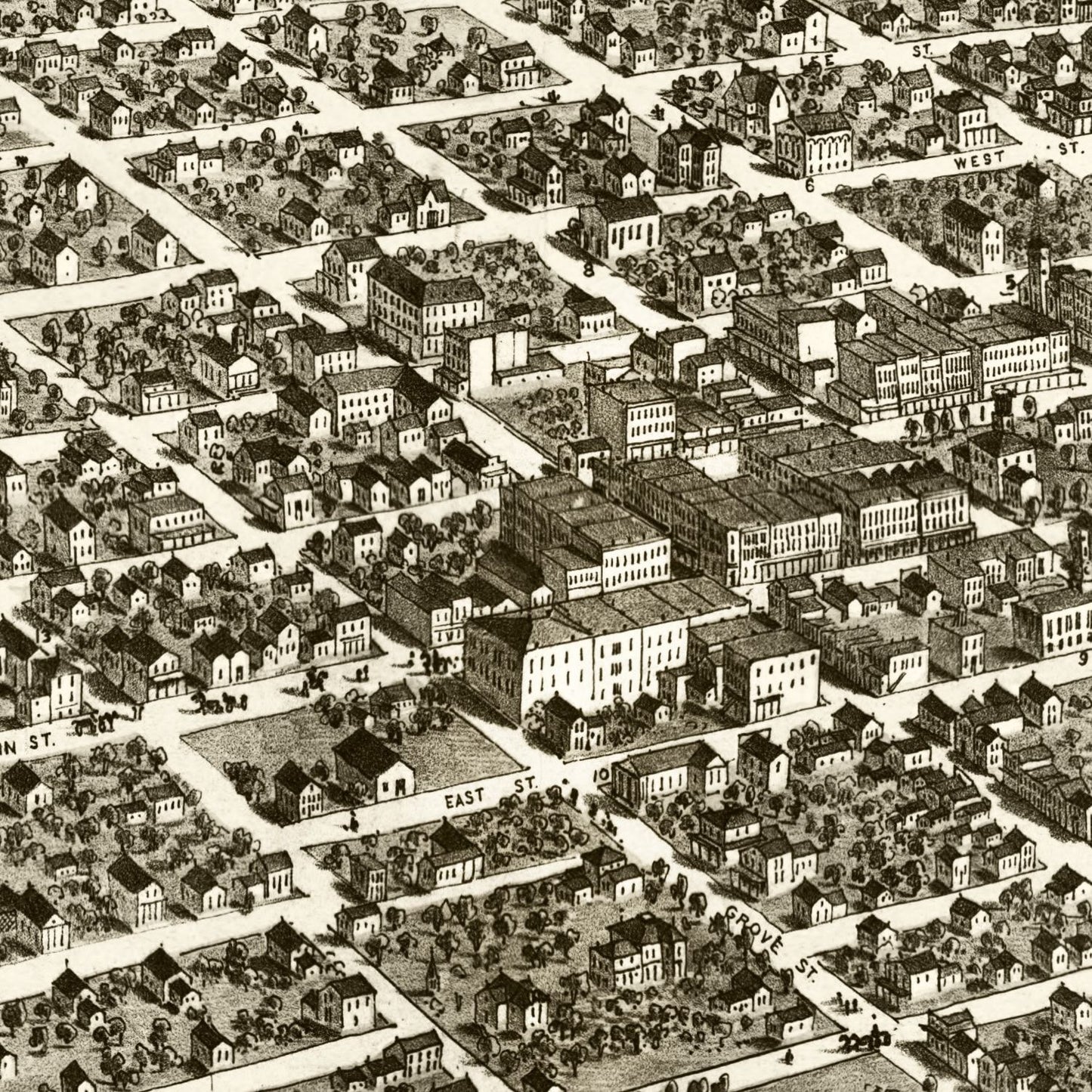 Vintage Map of Bloomington, Illinois 1867
