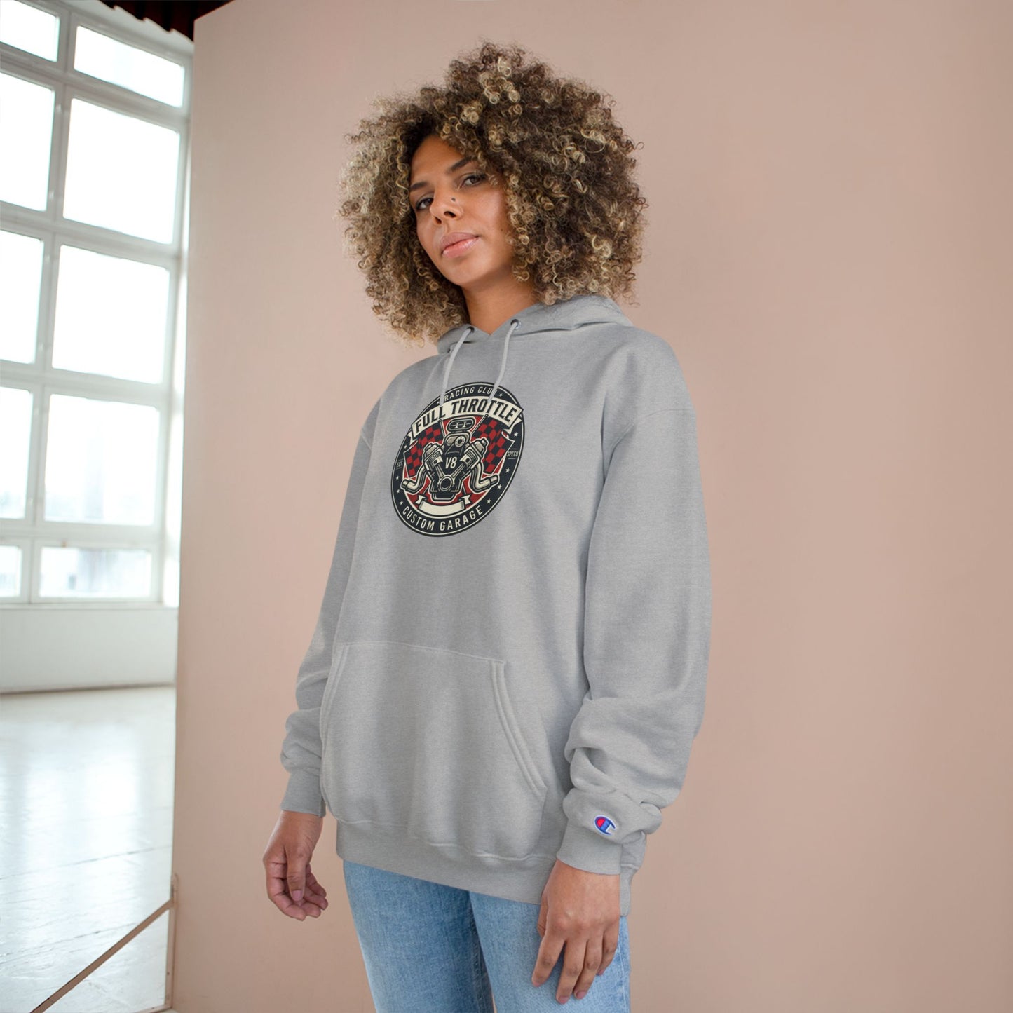 Full Throttle Champion Hoodie — Vintage Racing Graphic