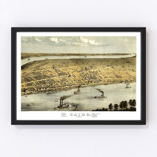 Vintage Map of Cairo, Illinois 1867