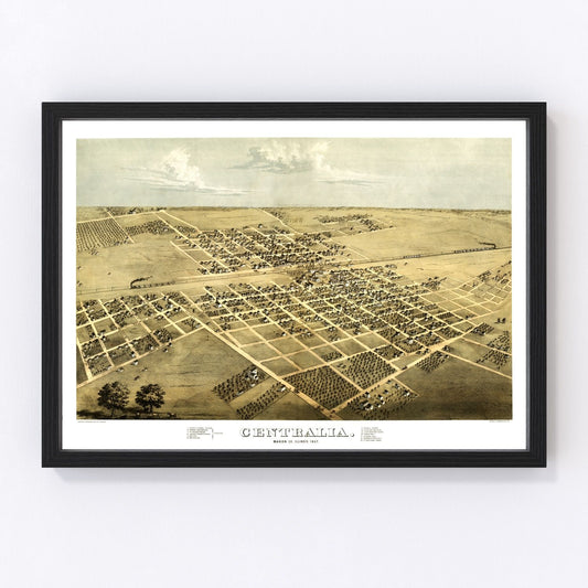 Vintage Map of Centralia, Illinois 1867