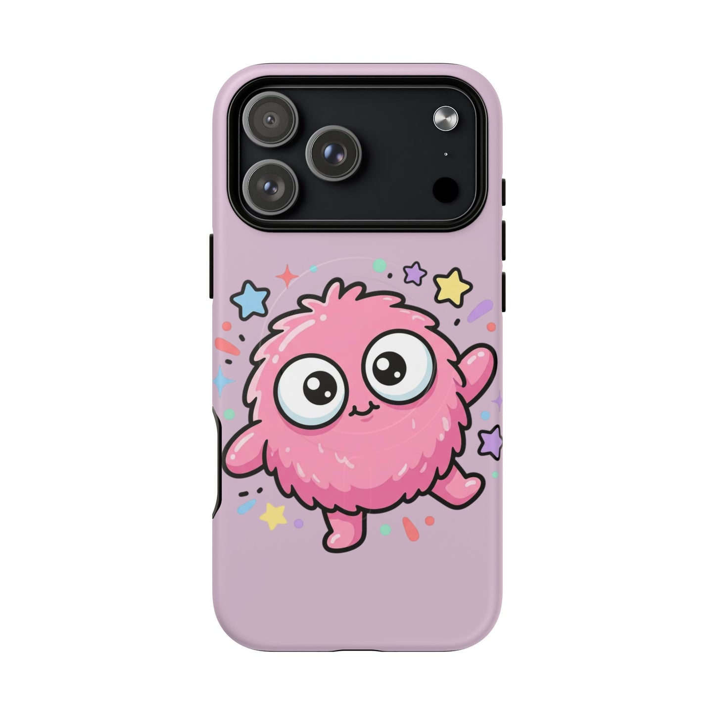 Cute Pink Fuzzy Monster Tough Magnetic Phone Case — Cute Kawaii Protective iPhone Cover