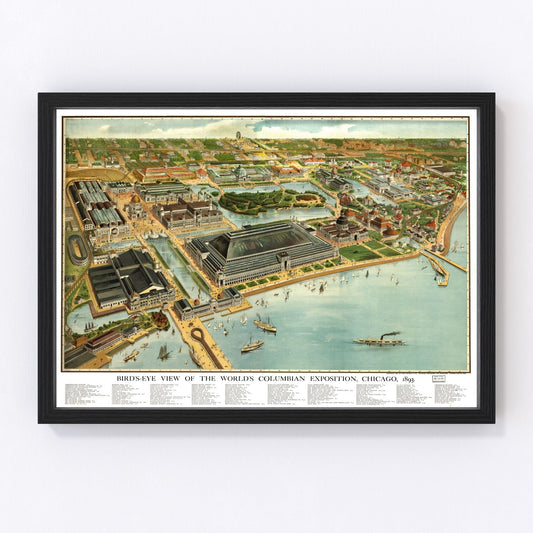 Vintage Map of Chicago, Illinois 1893