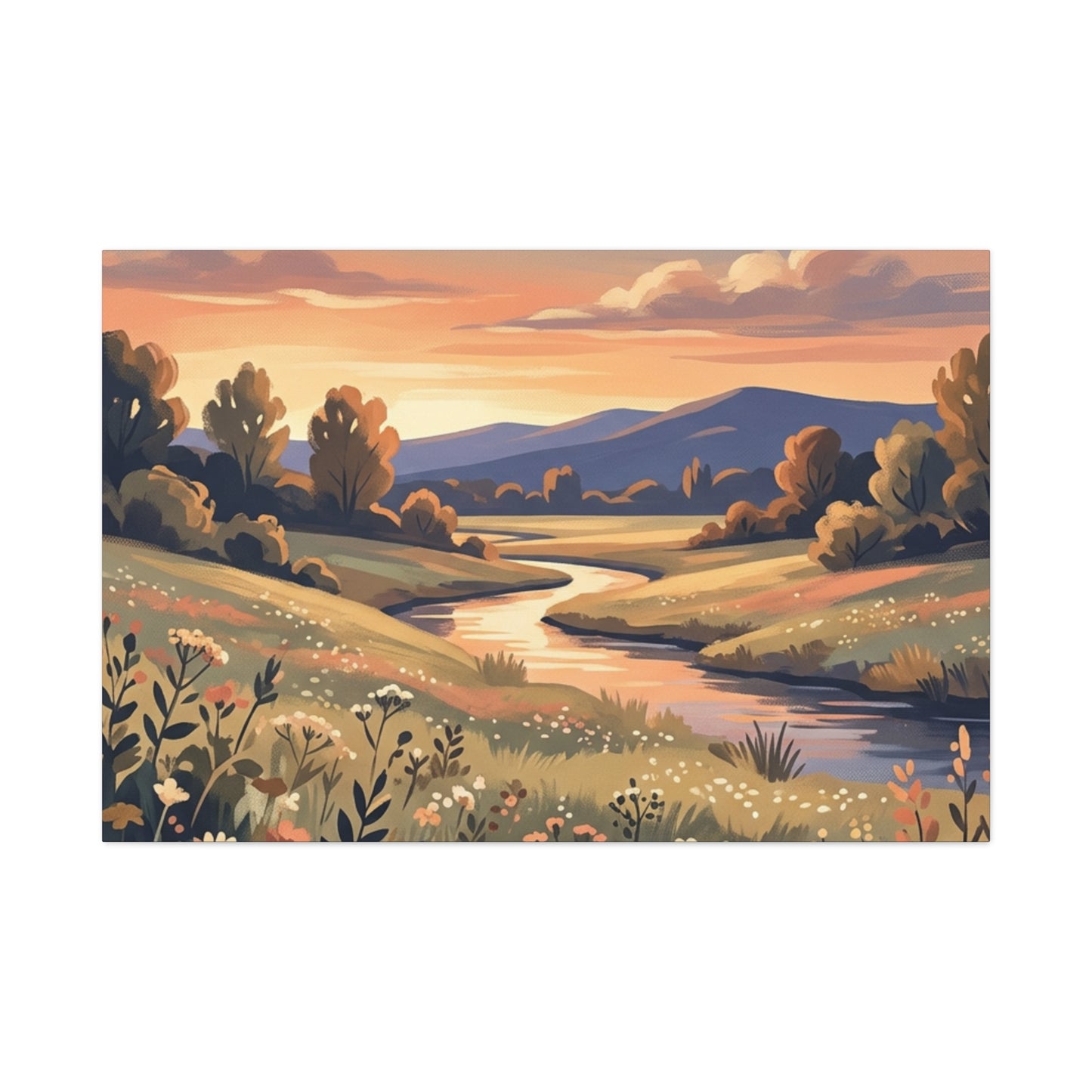 Sunset Meadow Canvas Wall Art