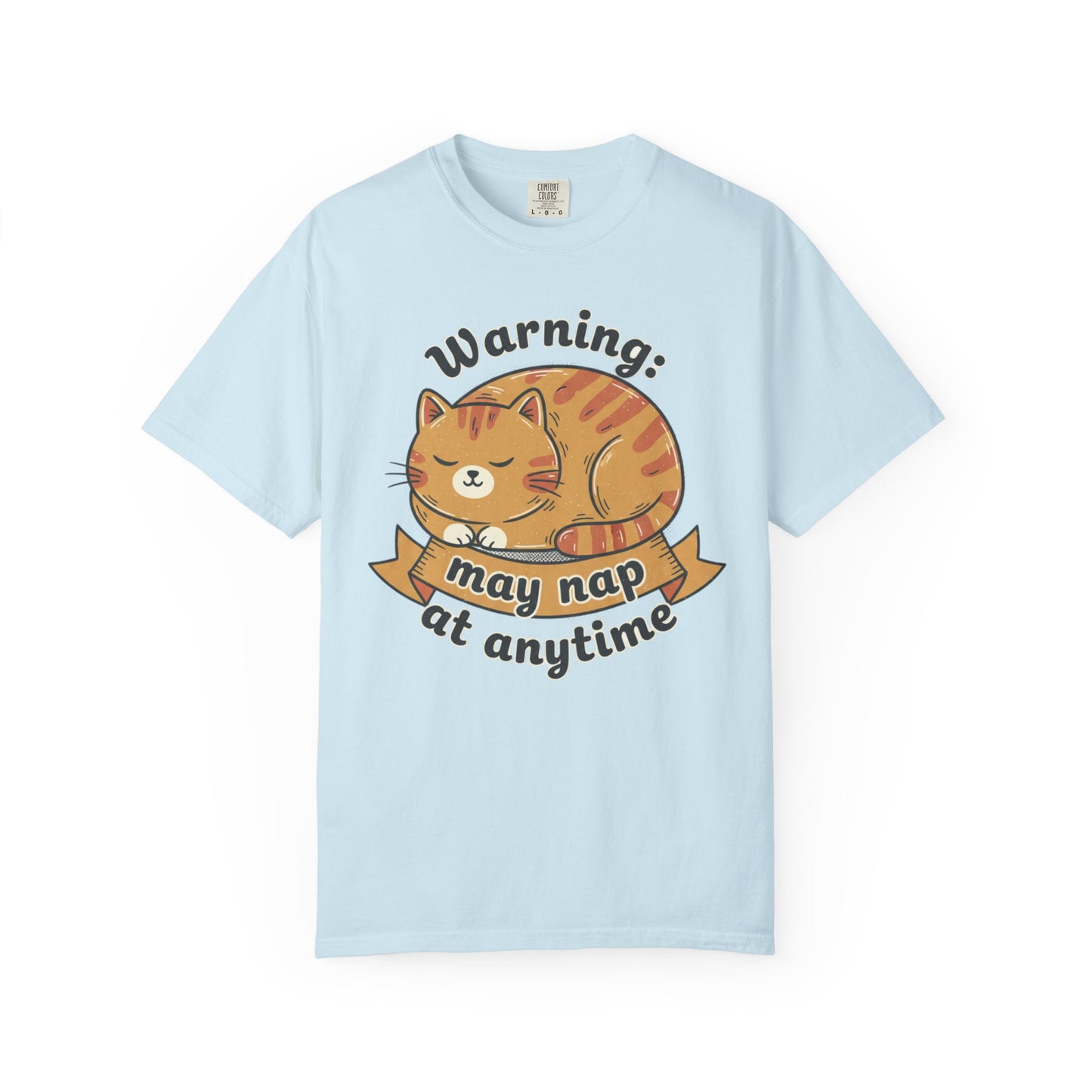 Warning may nap at anytime T-shirt | Sleeping Orange Cat
