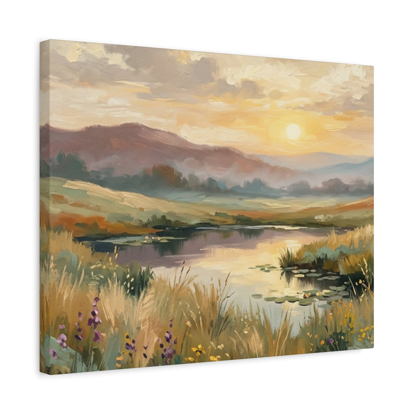 Sunset Meadow Canvas Wall Art — Stretched Matte Landscape Print