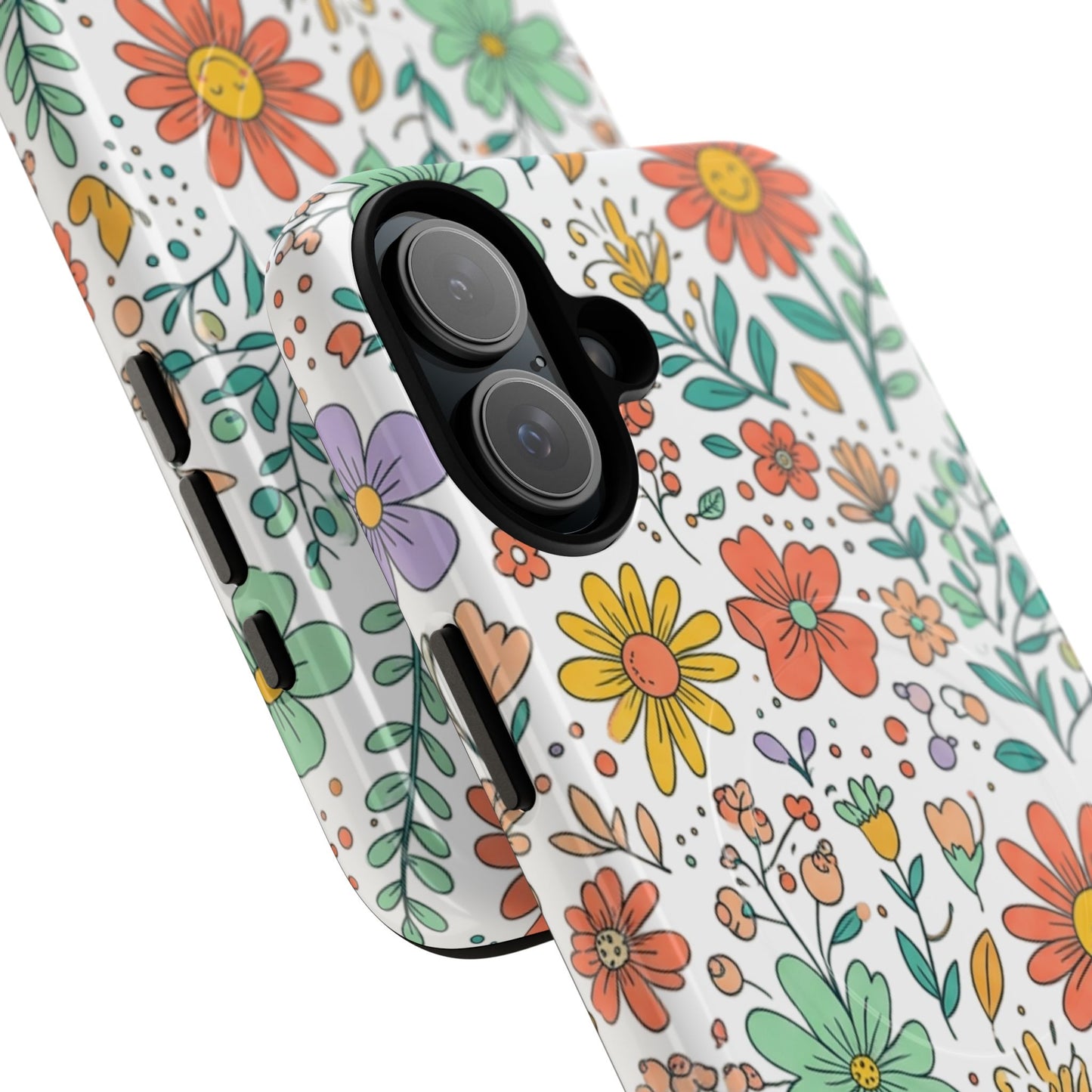 Floral Doodle Tough Magnetic Phone Case – Colorful Wildflower Protection