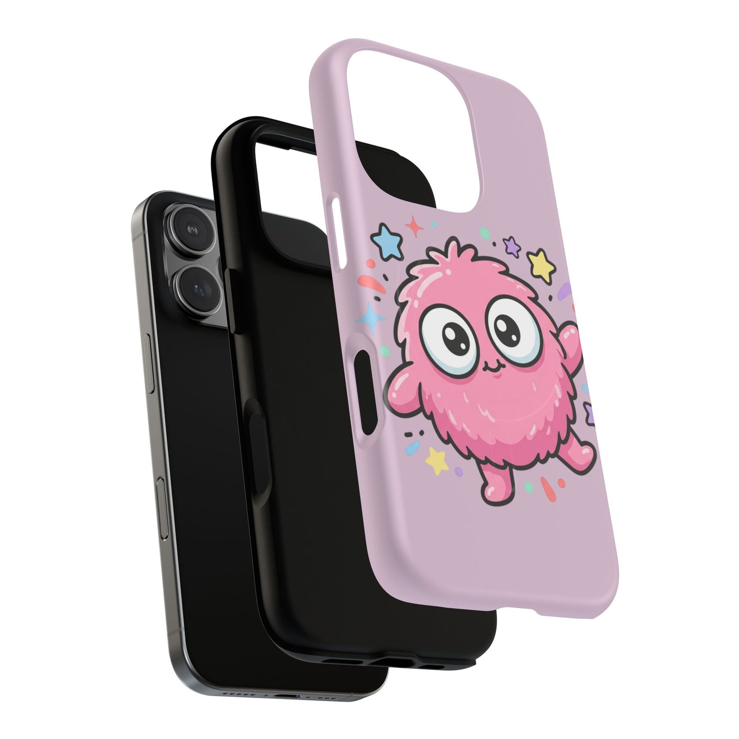 Cute Pink Fuzzy Monster Tough Magnetic Phone Case — Cute Kawaii Protective iPhone Cover