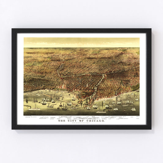 Vintage Map of Chicago, Illinois 1892