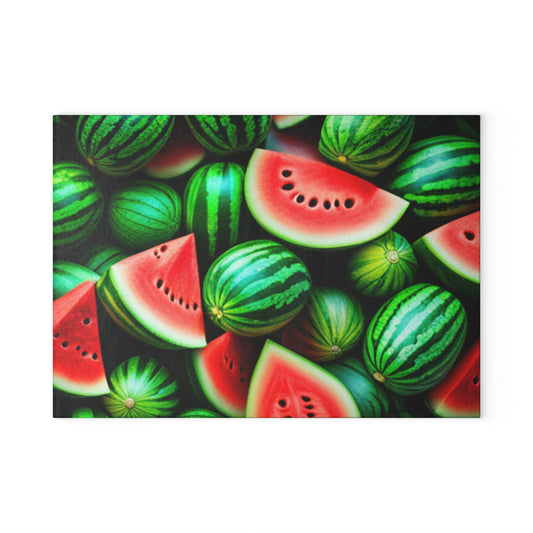 Watermelon Pattern Glass Cutting Board — Vibrant Fruit Kitchen Cutting Board