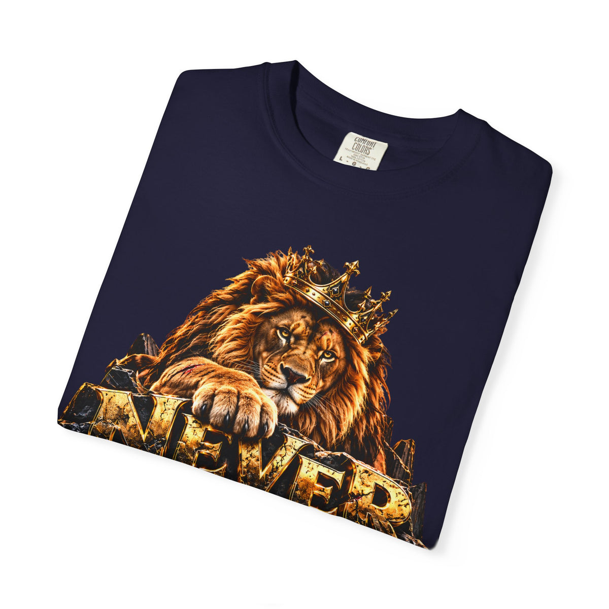 Lion Graphic T-Shirt — "Never Give Up: Great Things Take Time" Motivational Tee