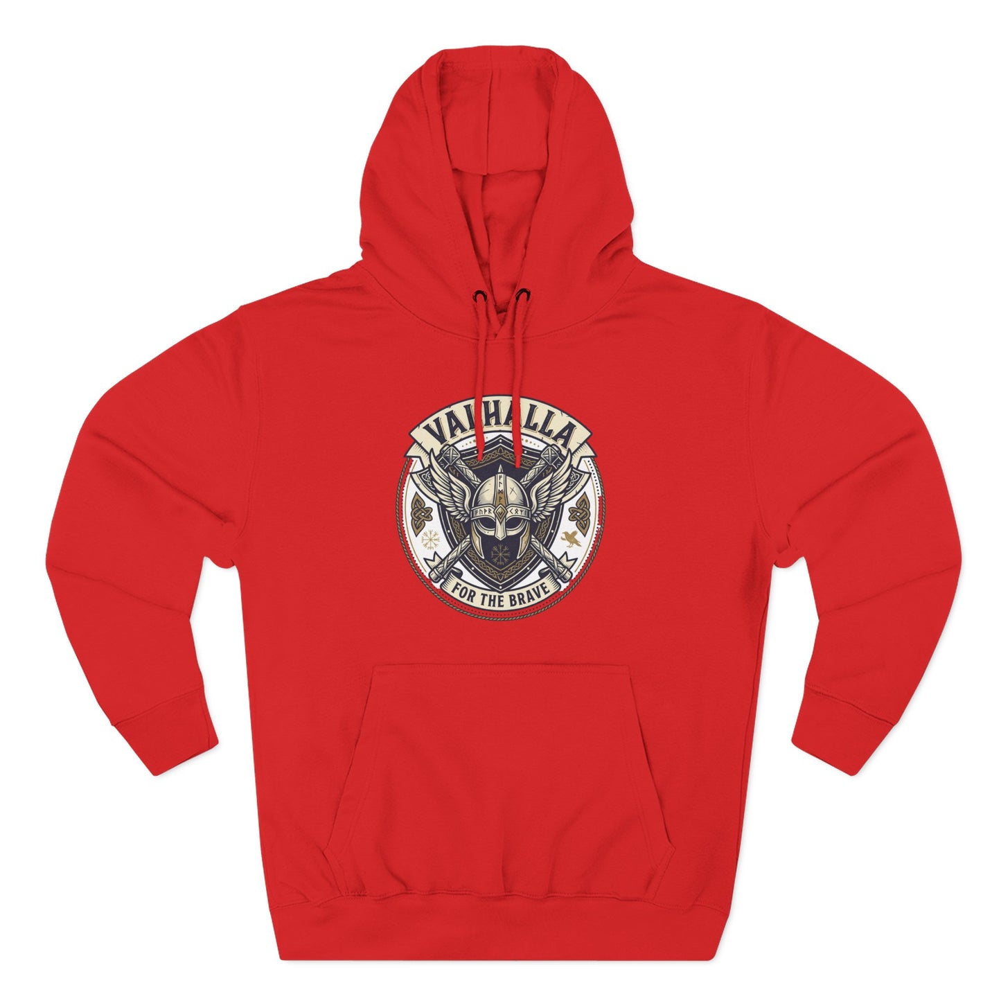 Viking Valhalla Skull Hoodie – "For the Brave" Graphic Fleece Hoodie