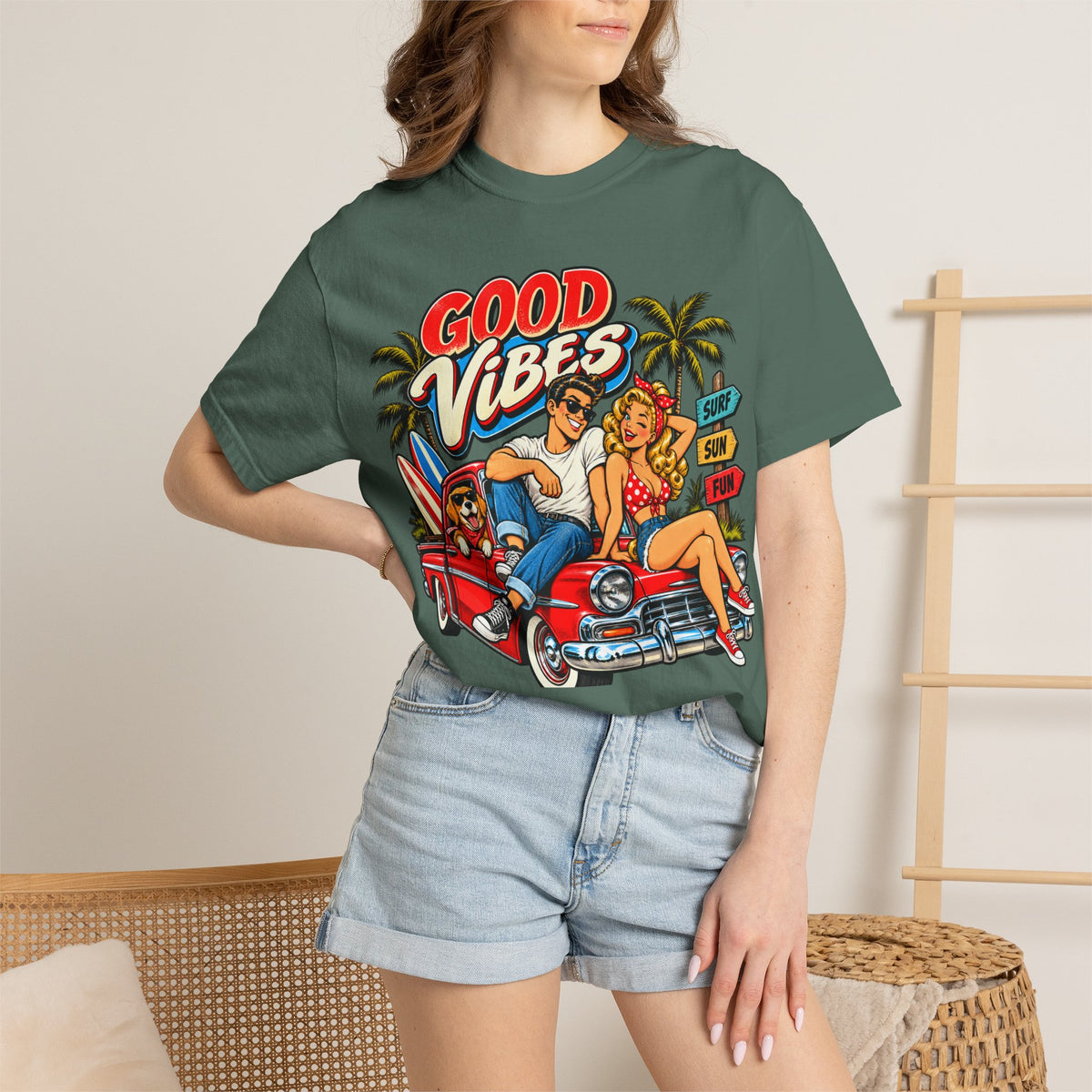 Good Vibes Retro Beach T-Shirt