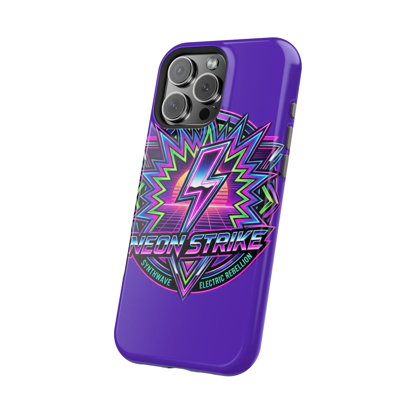 Neon Strike Phone Case — Retro 80s Lightning Magnetic Impact-Resistant Cover