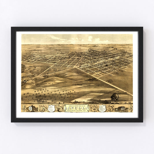 Vintage Map of Lincoln, Illinois 1869