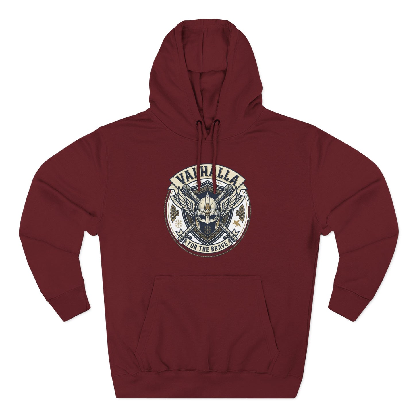 Viking Valhalla Skull Hoodie – "For the Brave" Graphic Fleece Hoodie