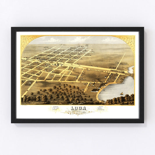Vintage Map of Loda, Illinois 1869