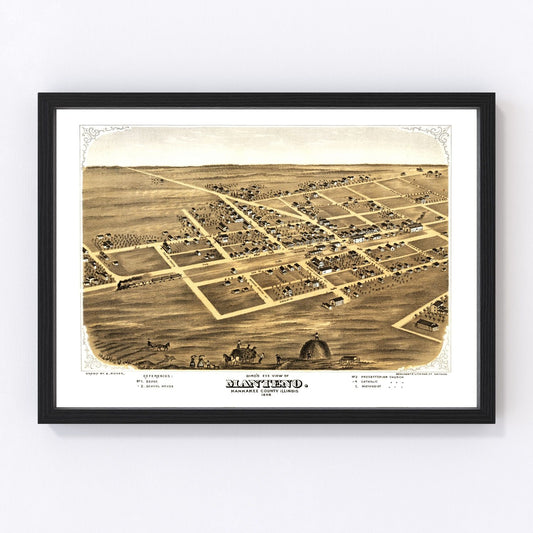 Vintage Map of Manteno, Illinois 1869