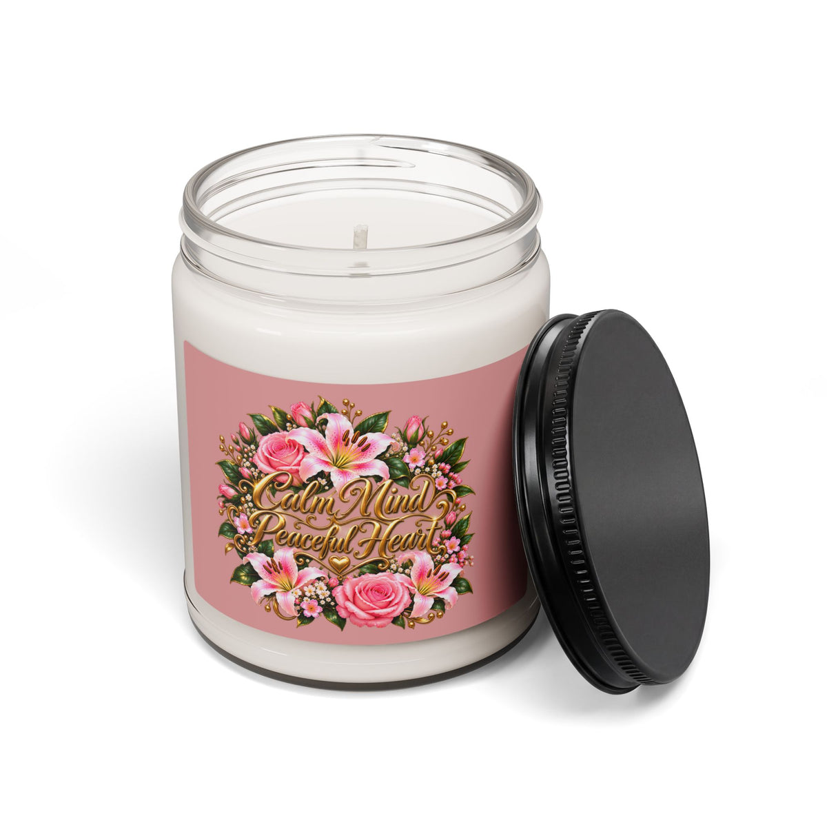 Calm Mind Peaceful Heart 9oz Scented Soy Candle — Floral Relaxation Jar