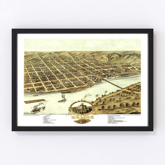Vintage Map of Moline, Illinois 1869