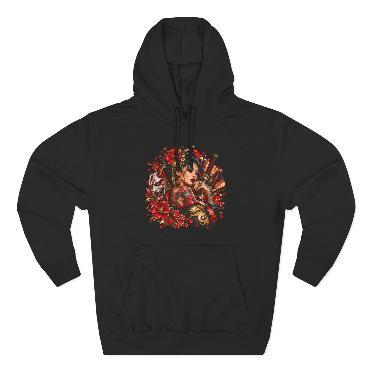 Floral Skull Hoodie — Gothic Rose Graphic Fleece Hoodie