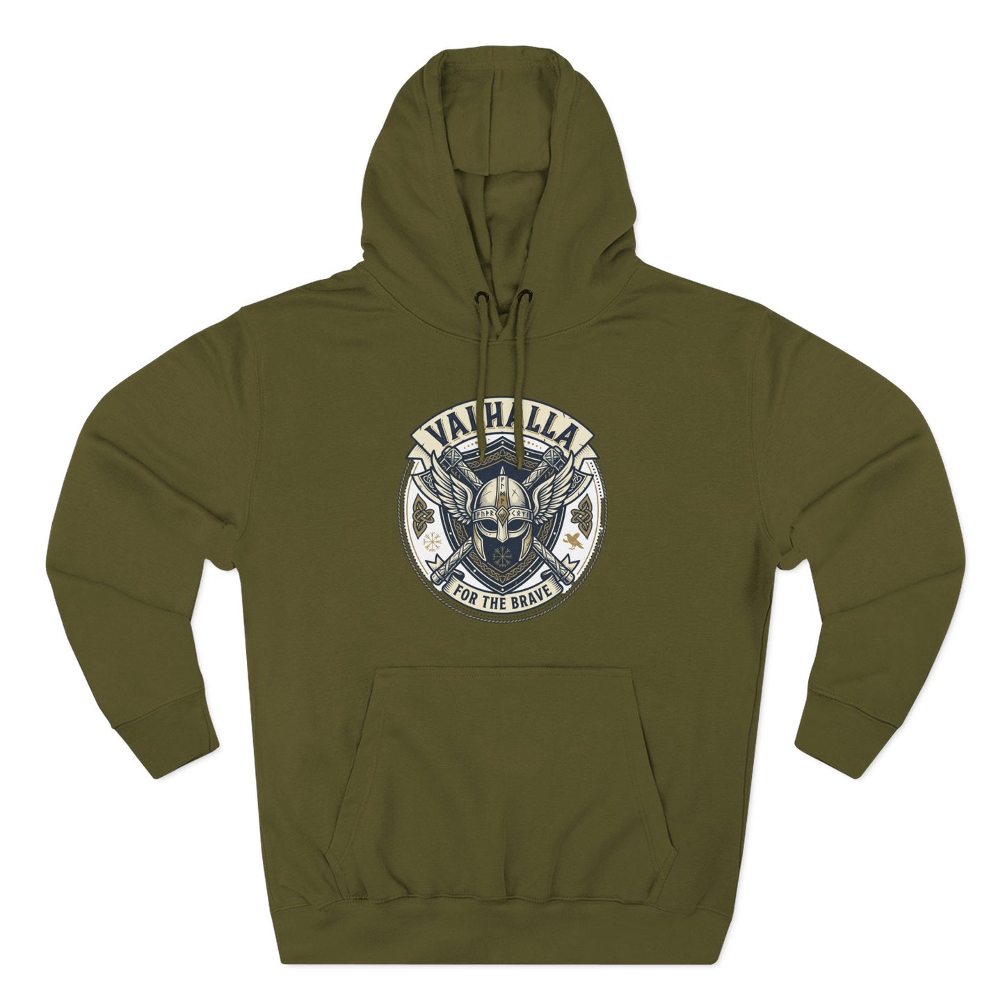 Viking Valhalla Skull Hoodie – "For the Brave" Graphic Fleece Hoodie