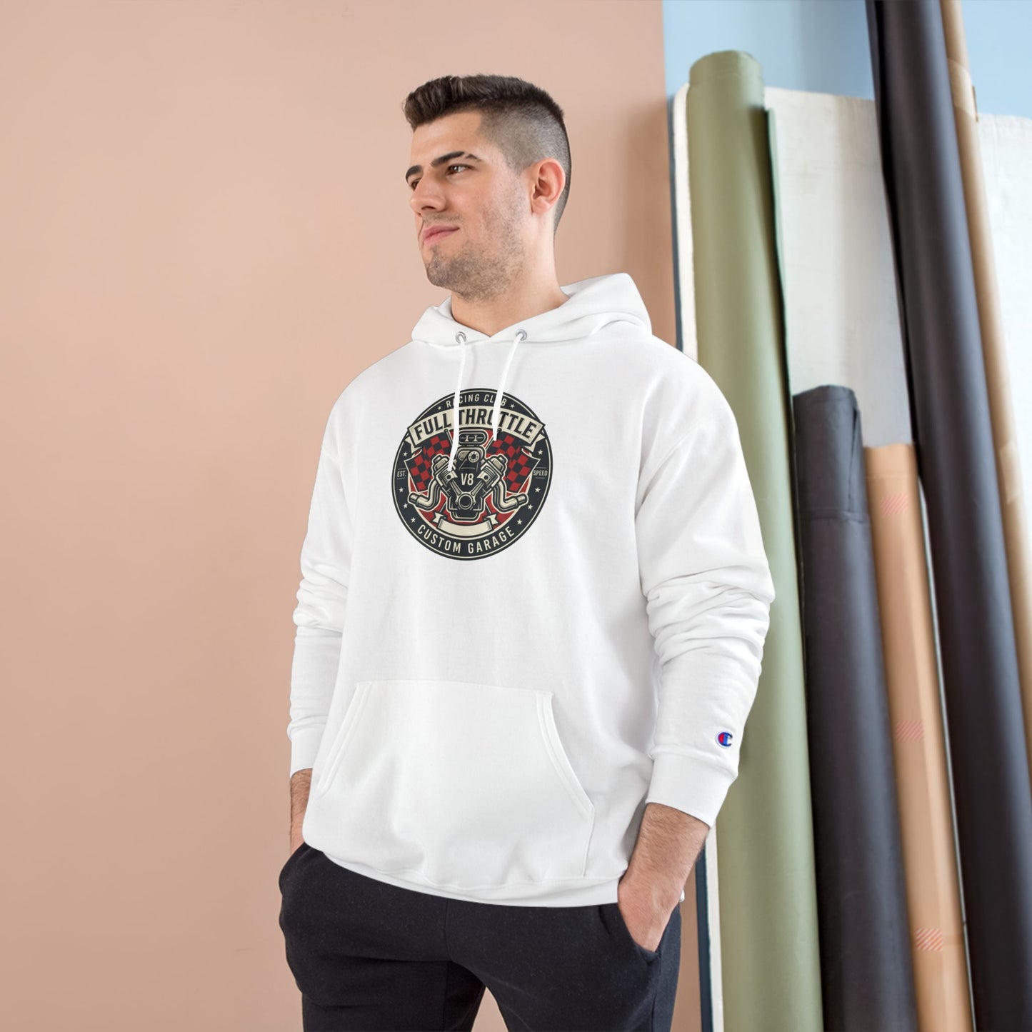 Full Throttle Champion Hoodie — Vintage Racing Graphic