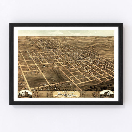 Vintage Map of Monmouth, Illinois 1869