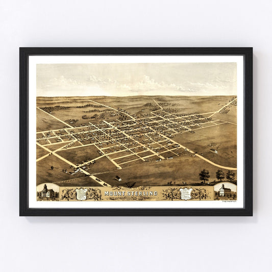 Vintage Map of Mount Sterling, Illinois 1869