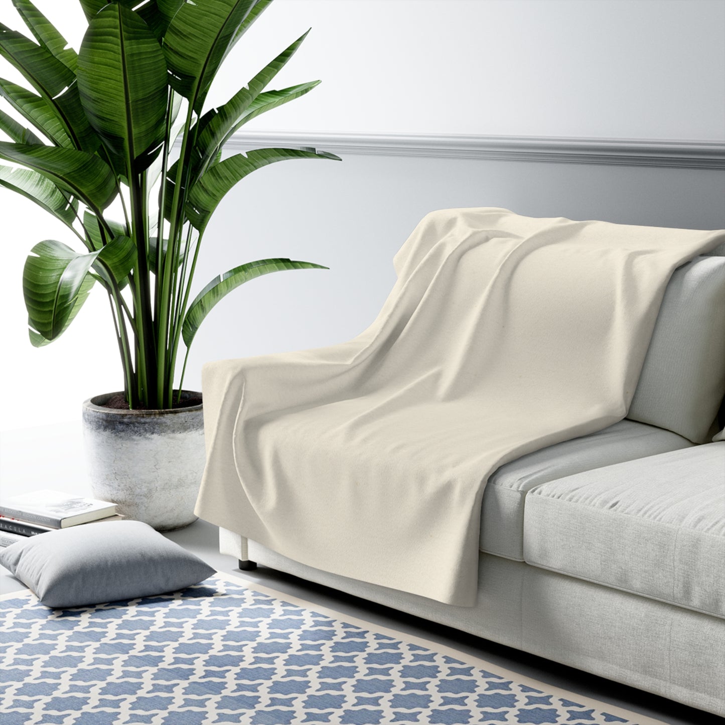 Cream Sherpa Fleece Blanket | Plush Reversible Throw, Cozy Home Layer